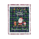 Personalized Gift Tartan Plaid Blanket Clan Farquharson Ancient With Funny Santa Snowman Reindeer Merry Christmas Fleece Blanket, Home Living Room, Plaid Blanket, Tartan Blanket, Scottish Blanket, Buffalo fleece blanket, Christmas Blanket