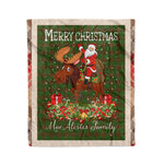 Personalized Gift Plaid Tartan Blanket Clan MacAlister of Glenbarr Hunting With Moose Lover Xmas Gift Santa Riding Christmas Fleece Blanket