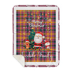 Personalized Gift Tartan Plaid Blanket Clan Jacobite With Funny Santa Snowman Reindeer Merry Christmas Gift Sherpa Blanket, blue plaid sherpa blanket,blue tartan sherpa blanket,Buchan,buffalo plaid sherpa blanket,christmas sherpa blanket,Christmas Throw Blanket