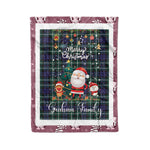 Personalized Gift Tartan Plaid Blanket Clan Graham Of Montrose Modern With Funny Santa Snowman Reindeer Merry Christmas Fleece Blanket, Christmas Blanket, Plaid Blanket, Tartan Blanket,Scottish Blanket