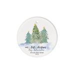 Scotstee Shop - Custom Name Greenery First Christmas as a Family of Three Ceramic Ornament