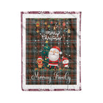 Personalized Gift Tartan Plaid Blanket Clan Murray Of Atholl Weathered With Funny Santa Snowman Reindeer Merry Christmas Fleece Blanket, Home Living Room, Plaid Blanket, Tartan Blanket, Scottish Blanket, Buffalo fleece blanket, Christmas Blanket