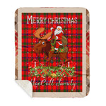 Personalized Gift Plaid Tartan Blanket Clan MacColl Modern With Moose Lover Xmas Gift Santa Riding Buffalo Plaid Christmas Sherpa Blanket - Sherpa Blanket