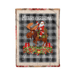 Personalized Gift Plaid Tartan Blanket Clan Glendinning With Moose Lover Xmas Gift Santa Riding Christmas Fleece Blanket