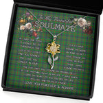 To My Beautiful Soulmate Sunflower Necklace In Your Eyes I Have Found My Home Clan Kennedy Hunting Tartan Jewelry For Girlfriend, Tartan Sunflower Pendant Necklace, Scottish Tartan Jewelry, valentine necklace, necklace girlfriend, necklace for wife, cute necklaces for girlfriend, jewelry for girlfriend, to my soulmate necklace, to my future wife necklace