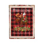 Personalized Gift Plaid Tartan Blanket Clan Cunningham With Moose Lover Xmas Gift Santa Riding Christmas Fleece Blanket