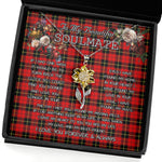 To My Beautiful Soulmate Sunflower Necklace In Your Eyes I Have Found My Home Clan Wallace Tartan Jewelry For Girlfriend, Tartan Sunflower Pendant Necklace, Scottish Tartan Jewelry, valentine necklace, necklace girlfriend, necklace for wife, cute necklaces for girlfriend, jewelry for girlfriend, to my soulmate necklace, to my future wife necklace