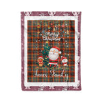 Personalized Gift Tartan Plaid Blanket Clan Innes Ancient With Funny Santa Snowman Reindeer Merry Christmas Fleece Blanket, Home Living Room, Plaid Blanket, Tartan Blanket, Scottish Blanket, Buffalo fleece blanket, Christmas Blanket