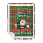 Personalized Gift Tartan Plaid Blanket Clan Muirhead With Funny Santa Snowman Reindeer Merry Christmas Gift Sherpa Blanket, blue plaid sherpa blanket,blue tartan sherpa blanket,Buchan,buffalo plaid sherpa blanket,christmas sherpa blanket,Christmas Throw Blanket