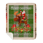 Personalized Gift Plaid Tartan Blanket Clan Cunningham Dress Green Dancers With Moose Lover Xmas Gift Santa Riding Buffalo Plaid Christmas Sherpa Blanket