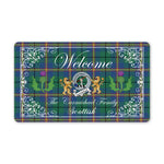 Doormat - Welcome Mat Scottish Clan Badge Carmichael Ancient Tartan Door Mat, Plaid Doormat With Thistle and Two Lion Scottish