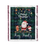 Personalized Gift Tartan Plaid Blanket Clan Kay With Funny Santa Snowman Reindeer Merry Christmas Fleece Blanket, Home Living Room, Plaid Blanket, Tartan Blanket, Scottish Blanket, Buffalo fleece blanket, Christmas Blanket