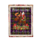 Personalized Gift Plaid Tartan Blanket Clan MacDonnell Of Glengarry Modern With Moose Lover Xmas Gift Santa Riding Christmas Fleece Blanket