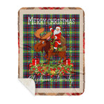 Personalized Gift Plaid Tartan Blanket Clan Clephane With Moose Lover Xmas Gift Santa Riding Buffalo Plaid Christmas Sherpa Blanket