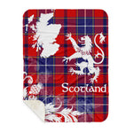 Sherpa Blanket - Tartan Blanket Thistle and Lion Scottish Clan Wishart Plaid Blanket, plaid sherpa blanket queen,purple sherpa blanket,queen sherpa blanket,queen size sherpa blanket,red sherpa blanket,scottish tartan blankets,sherpa blanket,sherpa christmas blanket