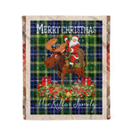 Personalized Gift Plaid Tartan Blanket Clan MacKellar With Moose Lover Xmas Gift Santa Riding Christmas Fleece Blanket