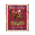 Personalized Gift Plaid Tartan Blanket Clan Rait With Moose Lover Xmas Gift Santa Riding Christmas Fleece Blanket