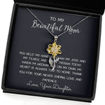 To My Beautiful Mom Necklace, Thank You For Never Ending Love From Daughter, Necklace Gift For Mom Sunflower Pendant Necklace