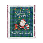 Personalized Gift Tartan Plaid Blanket Clan Sandilands Ancient With Funny Santa Snowman Reindeer Merry Christmas Fleece Blanket, Home Living Room, Plaid Blanket, Tartan Blanket, Scottish Blanket, Buffalo fleece blanket, Christmas Blanket