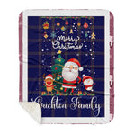Personalized Gift Tartan Plaid Blanket Clan Crichton With Funny Santa Snowman Reindeer Merry Christmas Gift Sherpa Blanket, blue plaid sherpa blanket,blue tartan sherpa blanket,Buchan,buffalo plaid sherpa blanket,christmas sherpa blanket,Christmas Throw Blanket