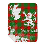 Sherpa Blanket - Tartan Blanket Thistle and Lion Scottish Clan Middleton Plaid Blanket, plaid sherpa blanket queen,purple sherpa blanket,queen sherpa blanket,queen size sherpa blanket,red sherpa blanket,scottish tartan blankets,sherpa blanket,sherpa christmas blanket