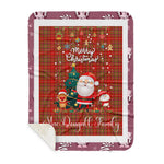 Personalized Gift Tartan Plaid Blanket Clan MacDougall Modern With Funny Santa Snowman Reindeer Merry Christmas Gift Sherpa Blanket, blue plaid sherpa blanket,blue tartan sherpa blanket,Buchan,buffalo plaid sherpa blanket,christmas sherpa blanket,Christmas Throw Blanket