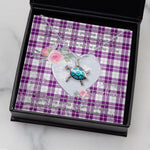 Sea Turtle Necklace Gift for My Beautiful Girlfriend Valentines Necklace Clan Dunlop Dress Tartan Blue Turtle Necklace