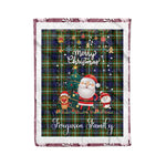 Personalized Gift Tartan Plaid Blanket Clan Ferguson Modern With Funny Santa Snowman Reindeer Merry Christmas Fleece Blanket, Home Living Room, Plaid Blanket, Tartan Blanket, Scottish Blanket, Buffalo fleece blanket, Christmas Blanket
