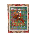 Personalized Gift Plaid Tartan Blanket Clan MacKintosh Hunting Ancient With Moose Lover Xmas Gift Santa Riding Christmas Fleece Blanket