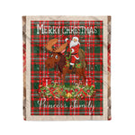 Personalized Gift Plaid Tartan Blanket Clan Princess Margaret With Moose Lover Xmas Gift Santa Riding Christmas Fleece Blanket