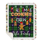 Personalized Gift Tartan Plaid Blanket Clan Leslie With Christmas Cookie Baking Crew Christmas Gift Sherpa Blanket, tartan sherpa blanket,buffalo plaid sherpa blanket,christmas sherpa blanket,Christmas Throw Blanket,green plaid sherpa blanket,green sherpa blanket