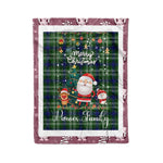 Personalized Gift Tartan Plaid Blanket Clan Purves With Funny Santa Snowman Reindeer Merry Christmas Fleece Blanket, Home Living Room, Plaid Blanket, Tartan Blanket, Scottish Blanket, Buffalo fleece blanket, Christmas Blanket-Recovered