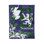 Scotstee Shop Tartan Plaid Fleece Blankets Thistle and Lion Scottish Clan Strachan Plaid Blanket