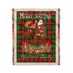 Personalized Gift Plaid Tartan Blanket Clan Blackstock With Moose Lover Xmas Gift Santa Riding Christmas Fleece Blanket