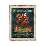 Personalized Gift Plaid Tartan Blanket Clan Montgomery Hunting With Moose Lover Xmas Gift Santa Riding Christmas Fleece Blanket