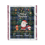 Personalized Gift Tartan Plaid Blanket Clan Cameron of Erracht Ancient With Funny Santa Snowman Reindeer Merry Christmas Fleece Blanket, Home Living Room, Plaid Blanket, Tartan Blanket, Scottish Blanket, Buffalo fleece blanket, Christmas Blanket