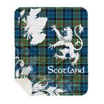Sherpa Blanket - Tartan Blanket Thistle and Lion Scottish Clan Colquhoun Ancient Plaid Blanket, plaid sherpa blanket queen,purple sherpa blanket,queen sherpa blanket,queen size sherpa blanket,red sherpa blanket,scottish tartan blankets,sherpa blanket,sherpa christmas blanket