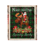 Personalized Gift Plaid Tartan Blanket Clan Beveridge With Moose Lover Xmas Gift Santa Riding Christmas Fleece Blanket