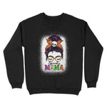 Standard Crew Neck Sweatshirt - Spooky Mama Messy Bun Skull Halloween Costume Momster Witchy Women Spooky Halloween Mommy - Scotstee Shop