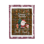 Personalized Gift Tartan Plaid Blanket Clan Scott Brown Modern With Funny Santa Snowman Reindeer Merry Christmas Fleece Blanket, Home Living Room, Plaid Blanket, Tartan Blanket, Scottish Blanket, Buffalo fleece blanket, Christmas Blanket