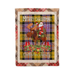 Personalized Gift Plaid Tartan Blanket Clan Culloden Ancient With Moose Lover Xmas Gift Santa Riding Christmas Fleece Blanket