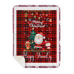 Personalized Gift Tartan Plaid Blanket Clan Hogg With Funny Santa Snowman Reindeer Merry Christmas Gift Sherpa Blanket, blue plaid sherpa blanket,blue tartan sherpa blanket,Buchan,buffalo plaid sherpa blanket,christmas sherpa blanket,Christmas Throw Blanket