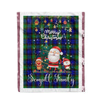 Personalized Gift Tartan Plaid Blanket Clan Sempill With Funny Santa Snowman Reindeer Merry Christmas Fleece Blanket, Home Living Room, Plaid Blanket, Tartan Blanket, Scottish Blanket, Buffalo fleece blanket, Christmas Blanket