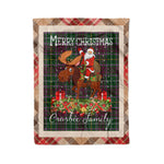 Personalized Gift Plaid Tartan Blanket Clan Crosbie With Moose Lover Xmas Gift Santa Riding Christmas Fleece Blanket