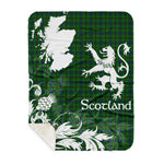 Sherpa Blanket - Tartan Blanket Thistle and Lion Scottish Clan Agnew Hunting Plaid Blanket, plaid sherpa blanket queen,purple sherpa blanket,queen sherpa blanket,queen size sherpa blanket,red sherpa blanket,scottish tartan blankets,sherpa blanket,sherpa christmas blanket