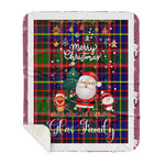 Personalized Gift Tartan Plaid Blanket Clan Glas With Funny Santa Snowman Reindeer Merry Christmas Gift Sherpa Blanket, blue plaid sherpa blanket,blue tartan sherpa blanket,Buchan,buffalo plaid sherpa blanket,christmas sherpa blanket,Christmas Throw Blanket