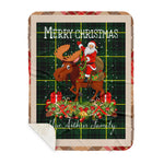 Personalized Gift Plaid Tartan Blanket Clan MacArthur Modern With Moose Lover Xmas Gift Santa Riding Buffalo Plaid Christmas Sherpa Blanket