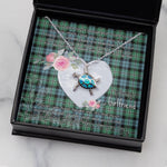 Sea Turtle Necklace Gift for My Beautiful Girlfriend Valentines Necklace Clan Melville Hunting Tartan Blue Turtle Necklace