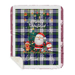 Personalized Gift Tartan Plaid Blanket Clan Meldrum Gordon With Funny Santa Snowman Reindeer Merry Christmas Gift Sherpa Blanket, blue plaid sherpa blanket,blue tartan sherpa blanket,Buchan,buffalo plaid sherpa blanket,christmas sherpa blanket,Christmas Throw Blanket