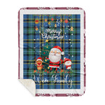 Personalized Gift Tartan Plaid Blanket Clan Weir Ancient With Funny Santa Snowman Reindeer Merry Christmas Gift Sherpa Blanket, blue plaid sherpa blanket,blue tartan sherpa blanket,Buchan,buffalo plaid sherpa blanket,christmas sherpa blanket,Christmas Throw Blanket